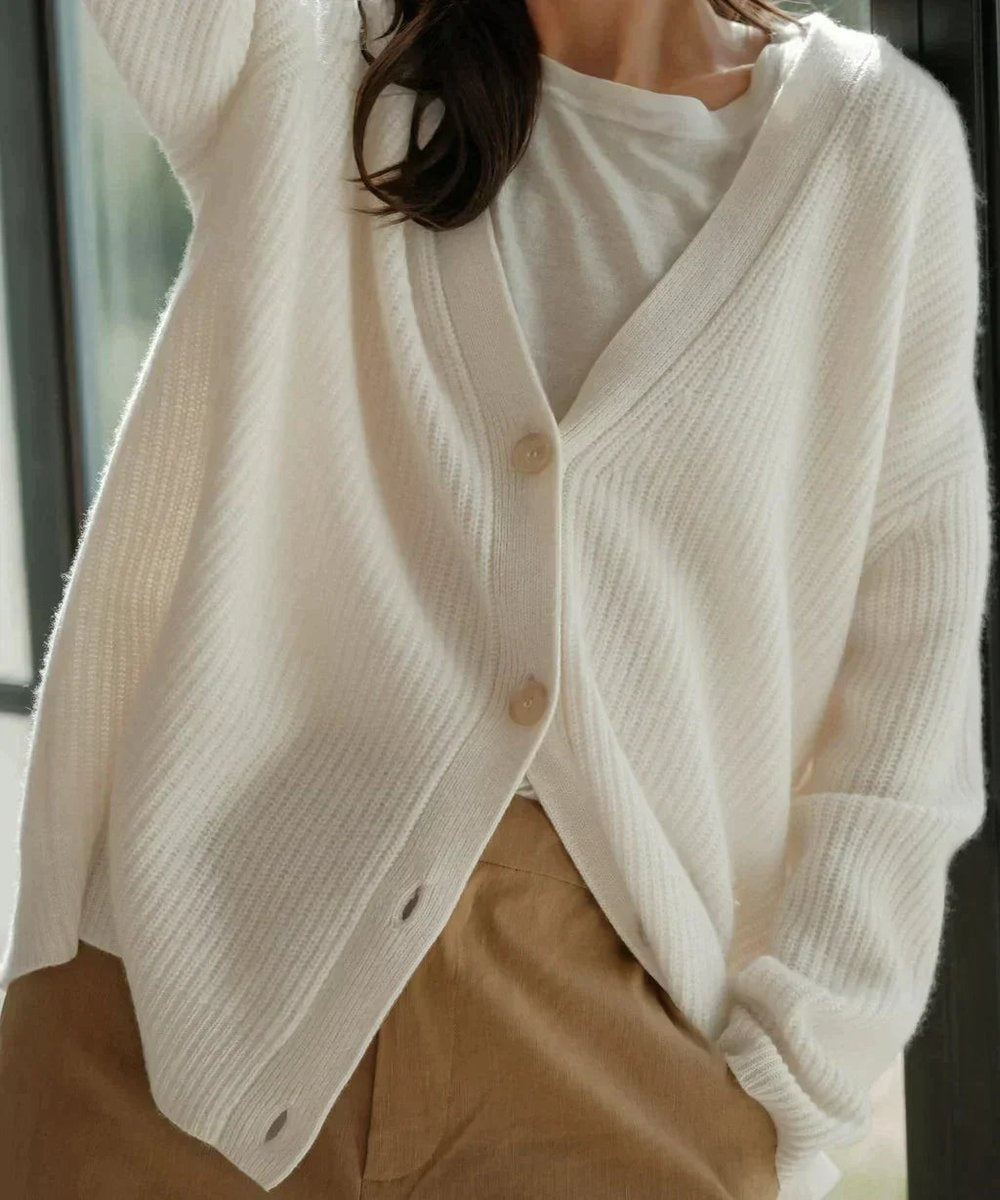Emily | Women's Oversized Cashmere Cardigan Sweater V Neck Button Up
