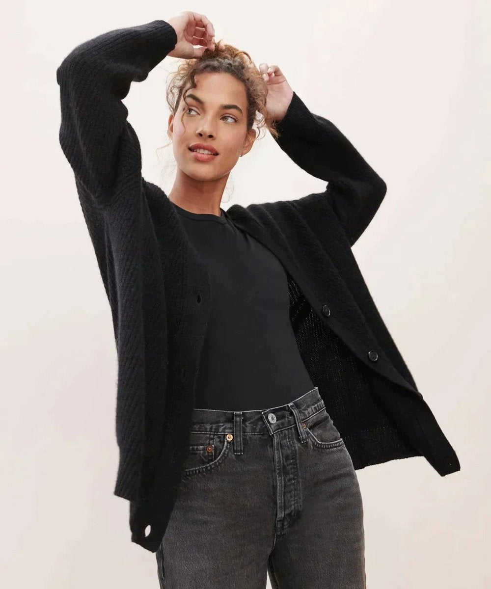 Emily | Women's Oversized Cashmere Cardigan Sweater V Neck Button Up