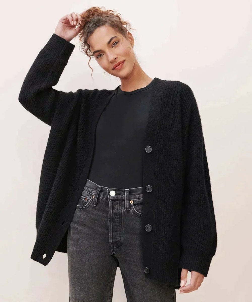 Emily | Women's Oversized Cashmere Cardigan Sweater V Neck Button Up