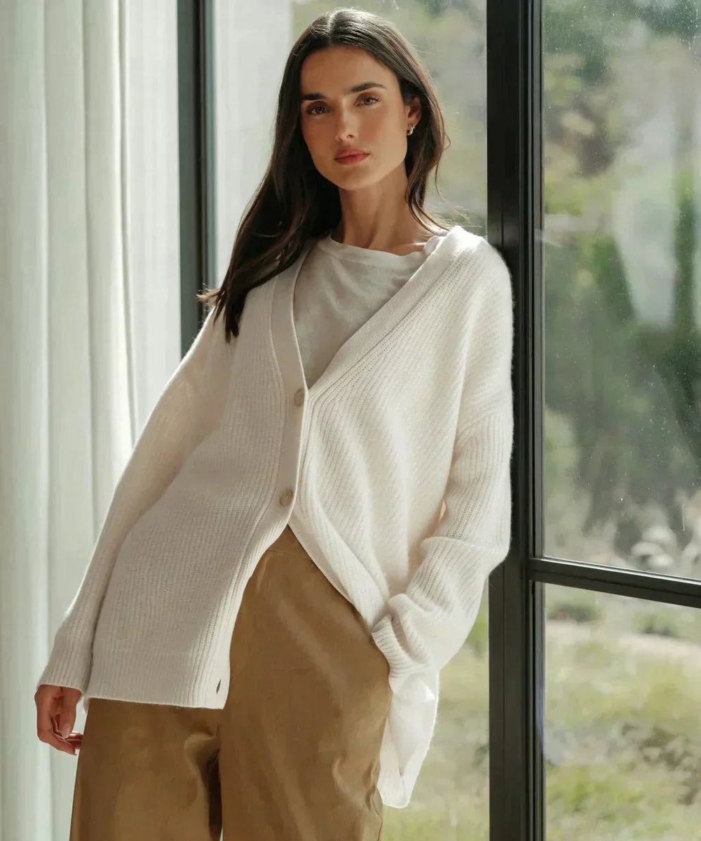 Emily | Women's Oversized Cashmere Cardigan Sweater V Neck Button Up