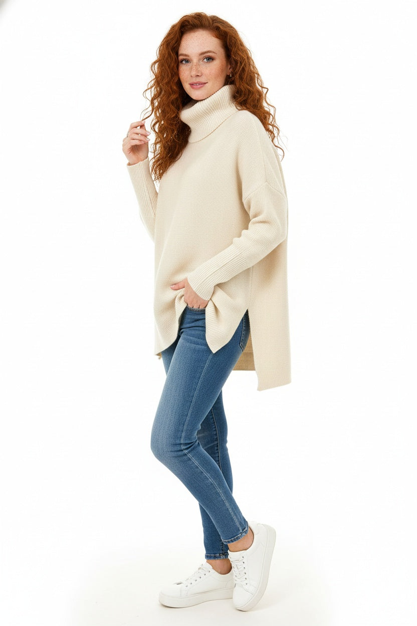 Ella | Women's Oversized Turtleneck Sweater Chunky Knit Long Sleeve