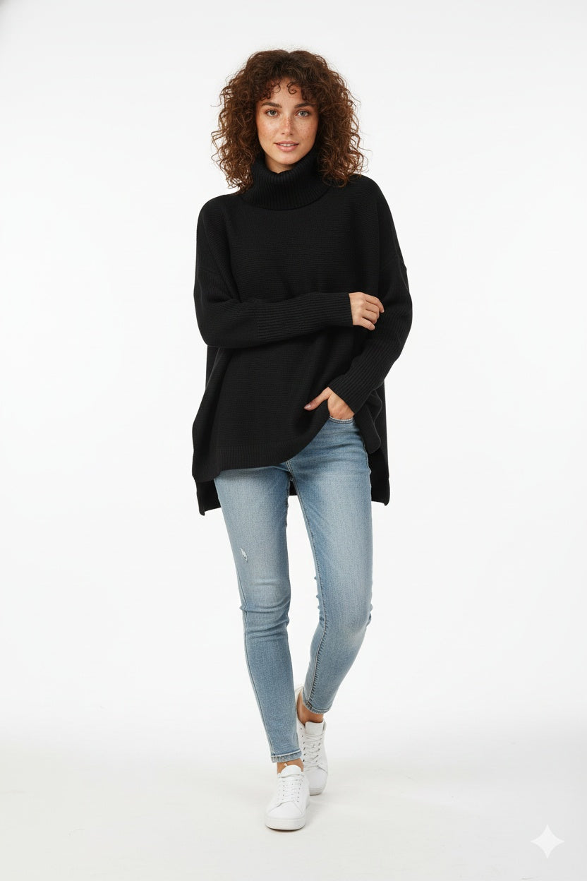 Ella | Women's Oversized Turtleneck Sweater Chunky Knit Long Sleeve