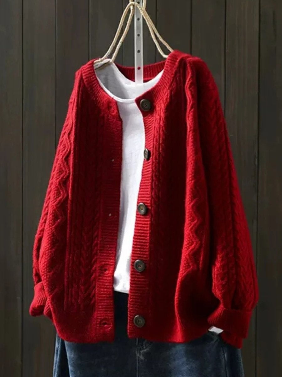 Samantha | Women's Oversized Cable Knit Sweater Button Placket
