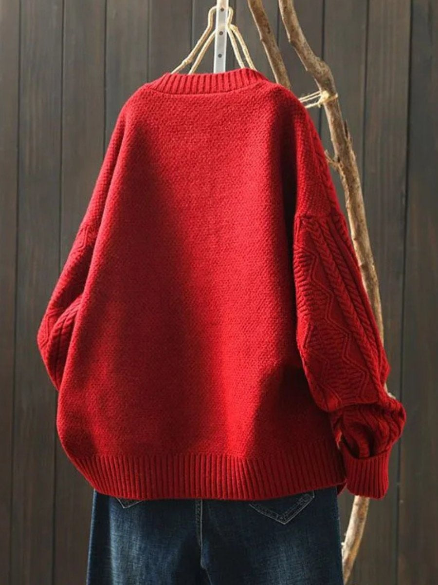 Samantha | Women's Oversized Cable Knit Sweater Button Placket