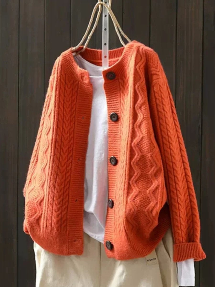 Samantha | Women's Oversized Cable Knit Sweater Button Placket
