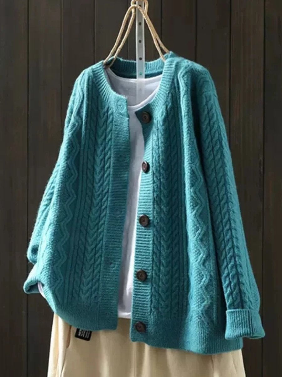 Samantha | Women's Oversized Cable Knit Sweater Button Placket