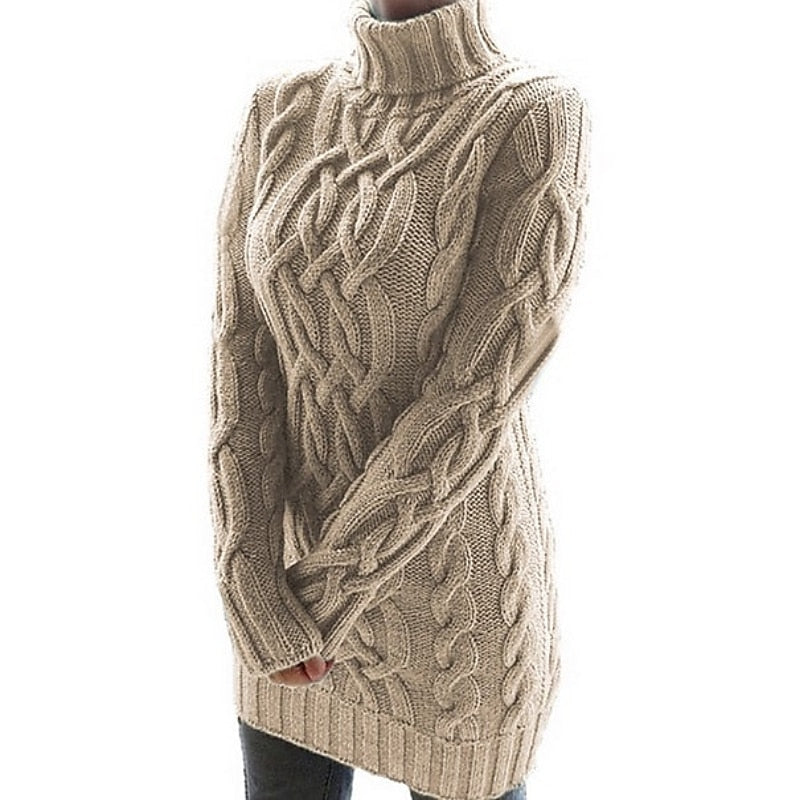 Whitney Elegant Cable Knit Sweater Dress