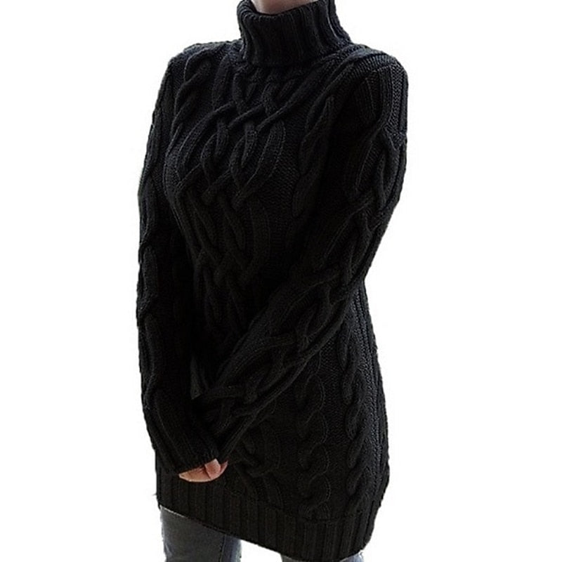 Whitney Elegant Cable Knit Sweater Dress