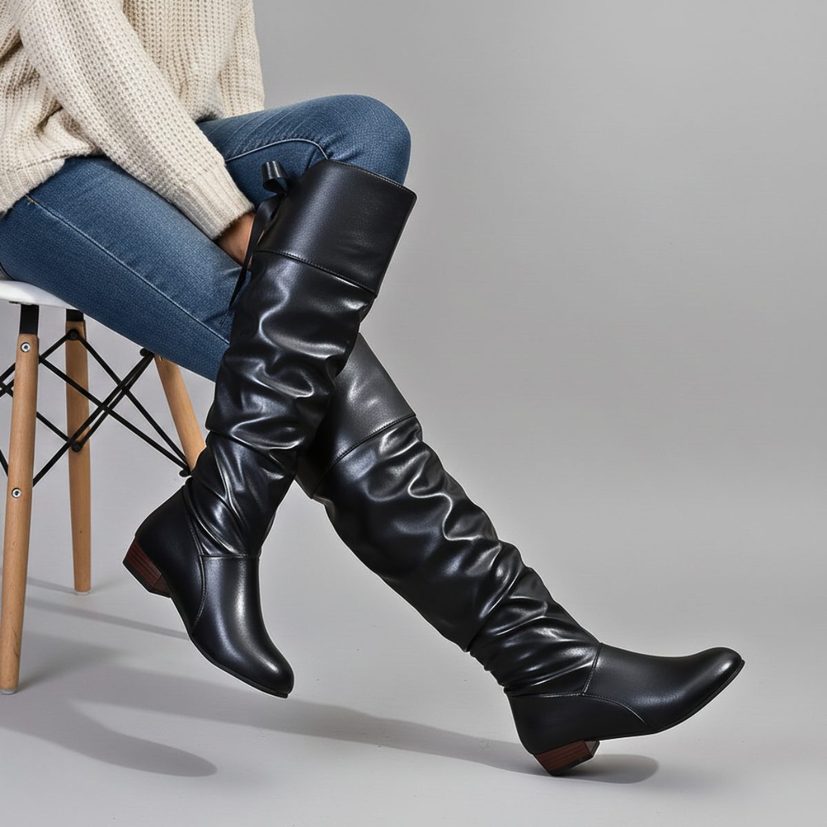 Genoveva | Women's Knee High Boots with Almond Toe