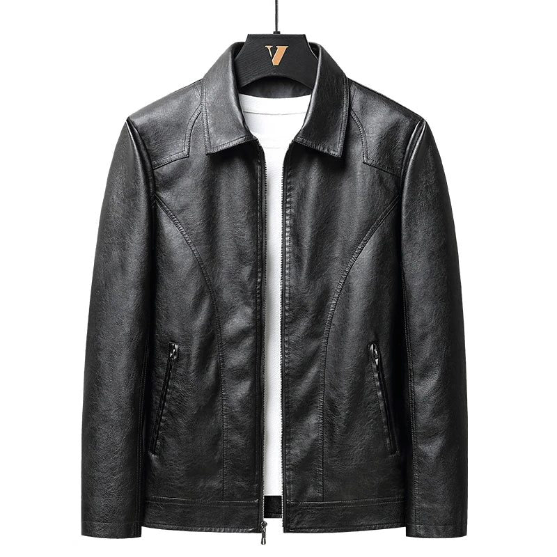 Fall Leather Zip-Up Jacket for Men