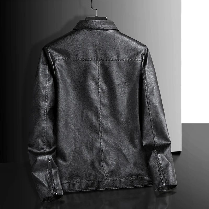 Fall Leather Zip-Up Jacket for Men