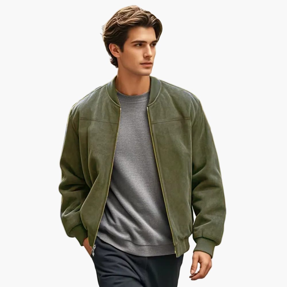 Gervais | Men's Ribbed Zip-Up Bomber Jacket