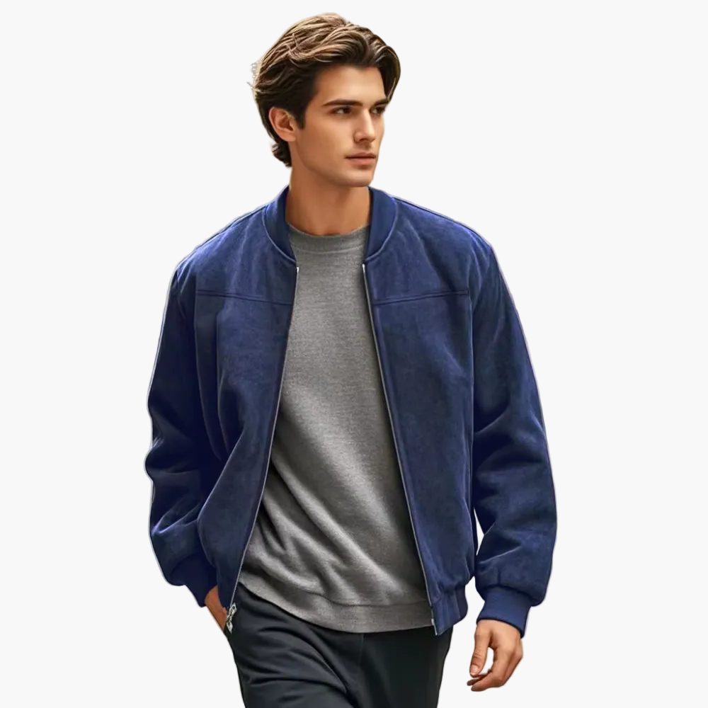 Gervais | Men's Ribbed Zip-Up Bomber Jacket