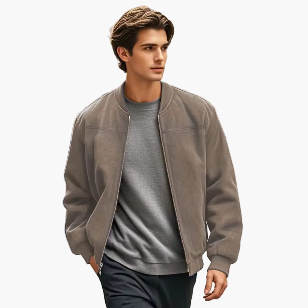 Gervais | Men's Ribbed Zip-Up Bomber Jacket