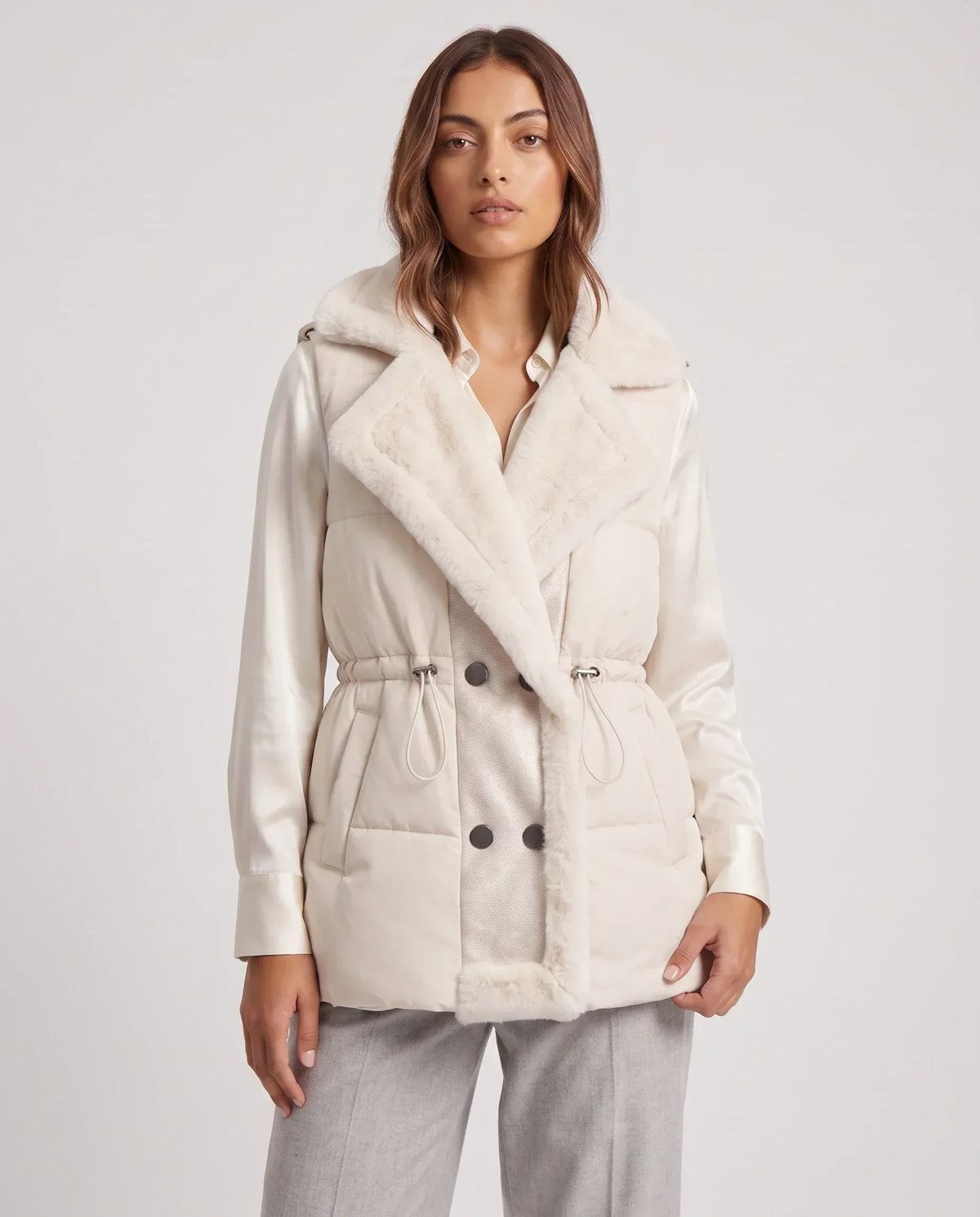 Puffer Gilet with Faux Fur Collar