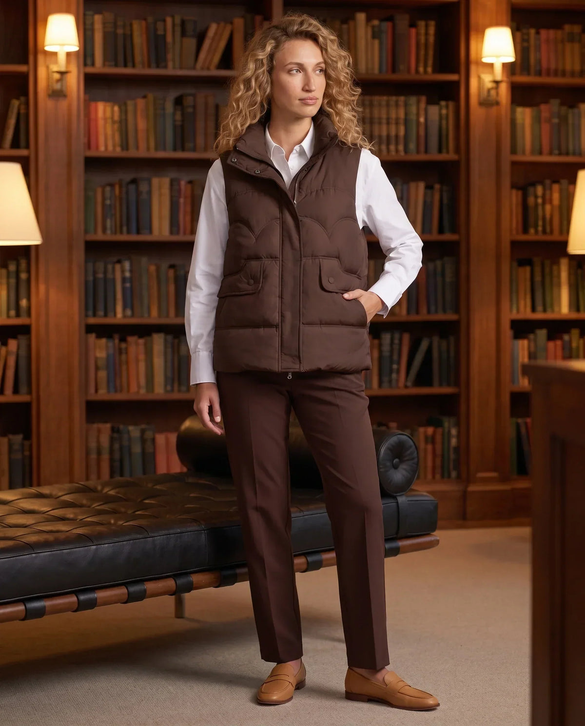 Short Quilted Puffer Gilet with Flap Pockets