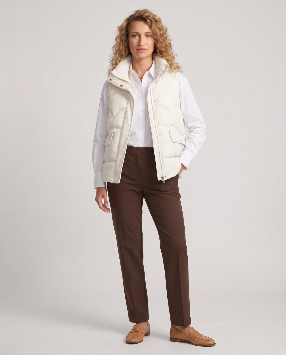 Short Quilted Puffer Gilet with Flap Pockets