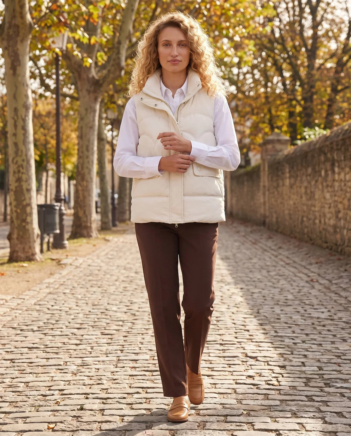 Short Quilted Puffer Gilet with Flap Pockets