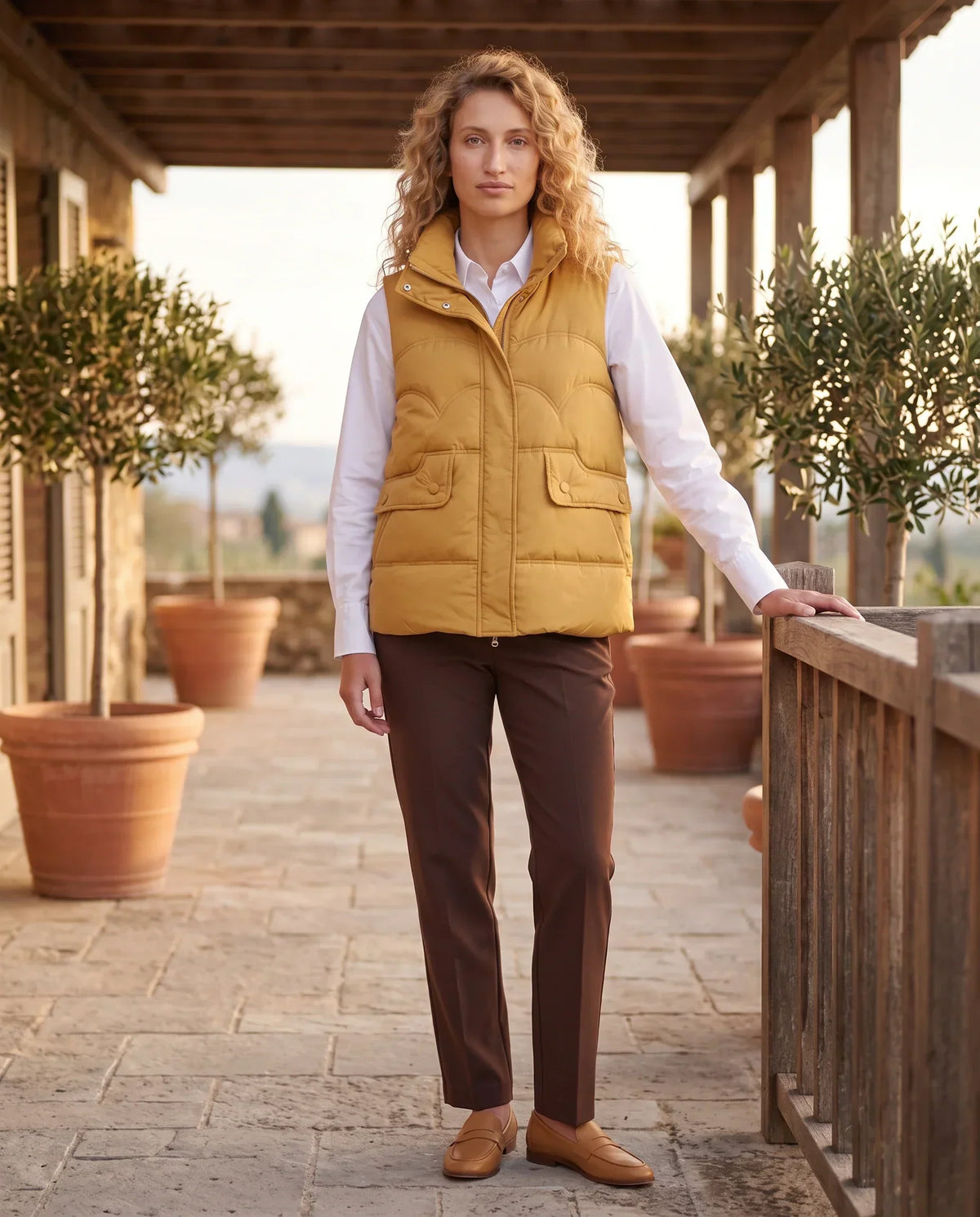 Short Quilted Puffer Gilet with Flap Pockets