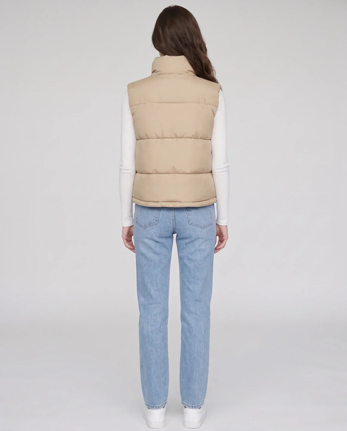 Cropped Quilted Puffer Gilet with Drawcord Hem