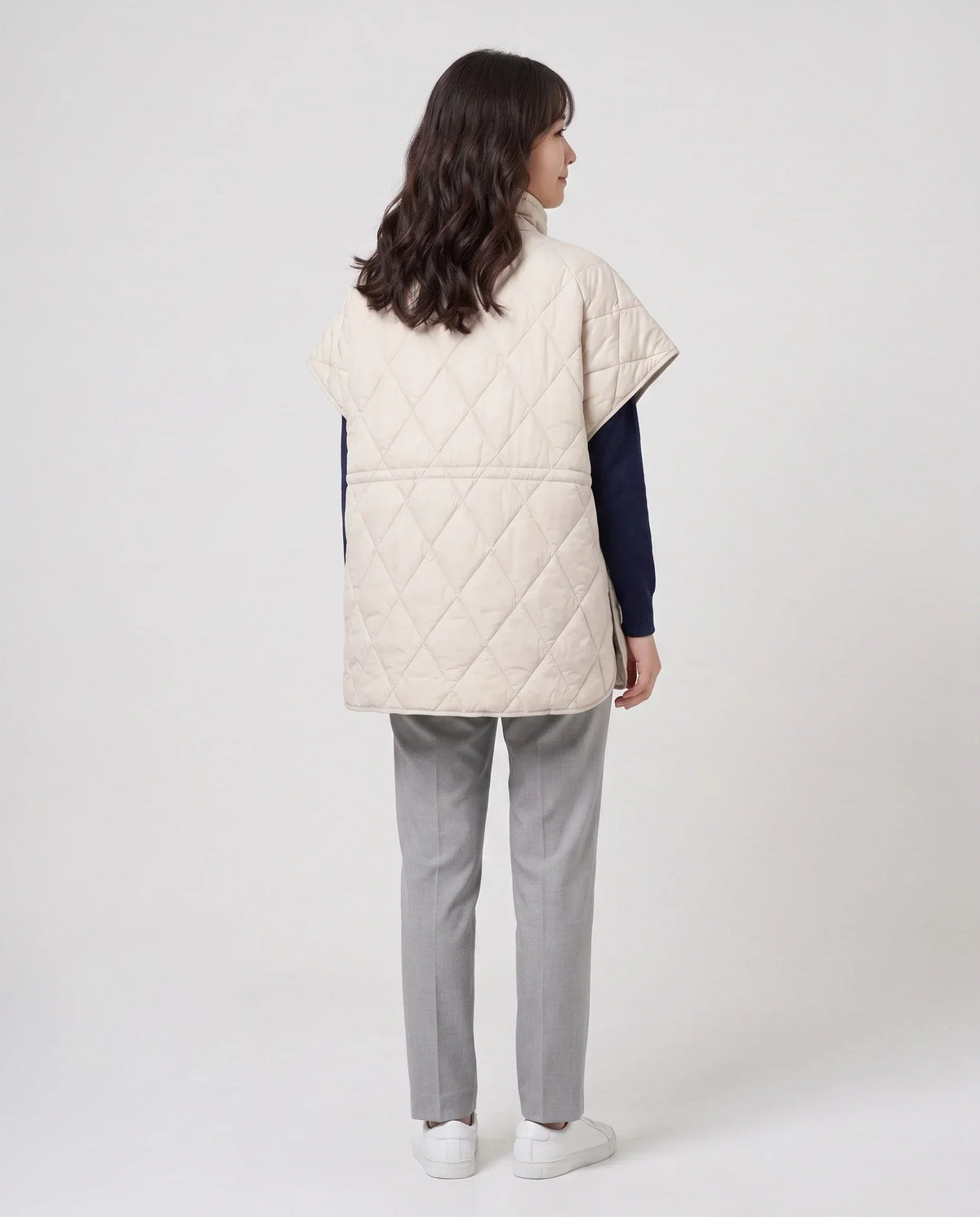 Quilted Cape Gilet with Drawcord Collar