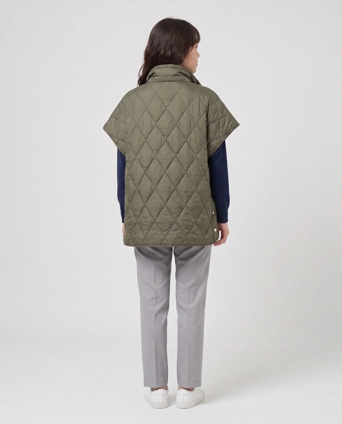 Quilted Cape Gilet with Drawcord Collar