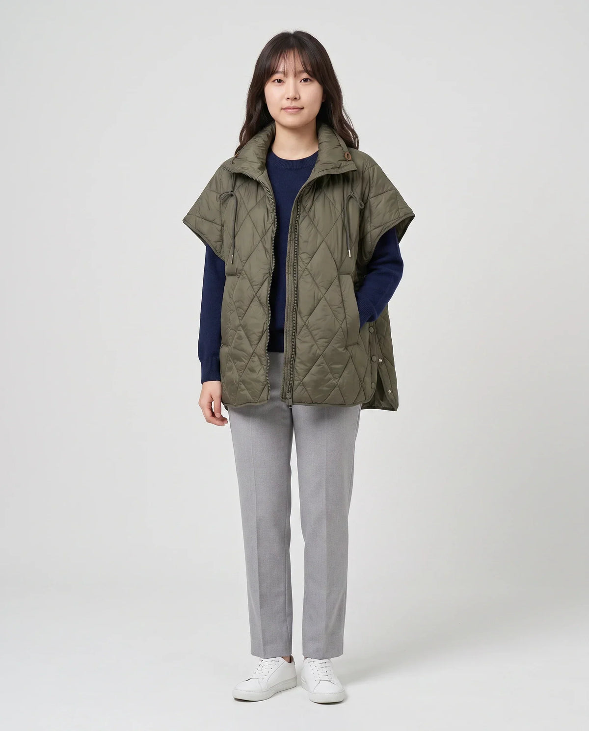 Quilted Cape Gilet with Drawcord Collar