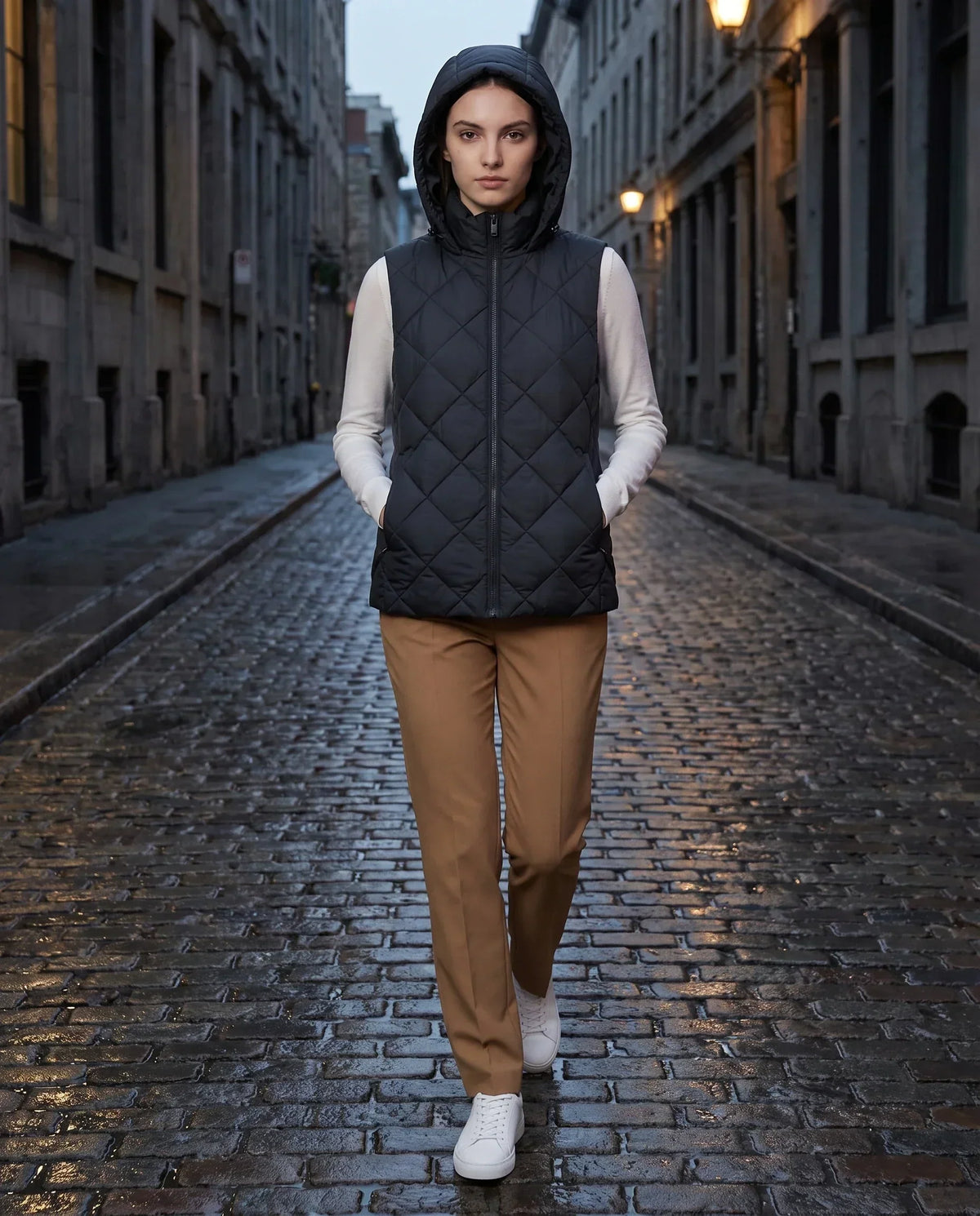 Short Quilted Hooded Puffer Gilet
