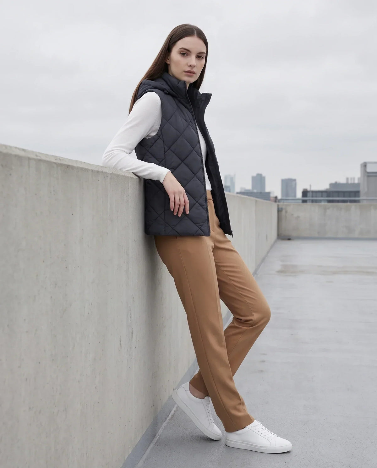 Short Quilted Hooded Puffer Gilet