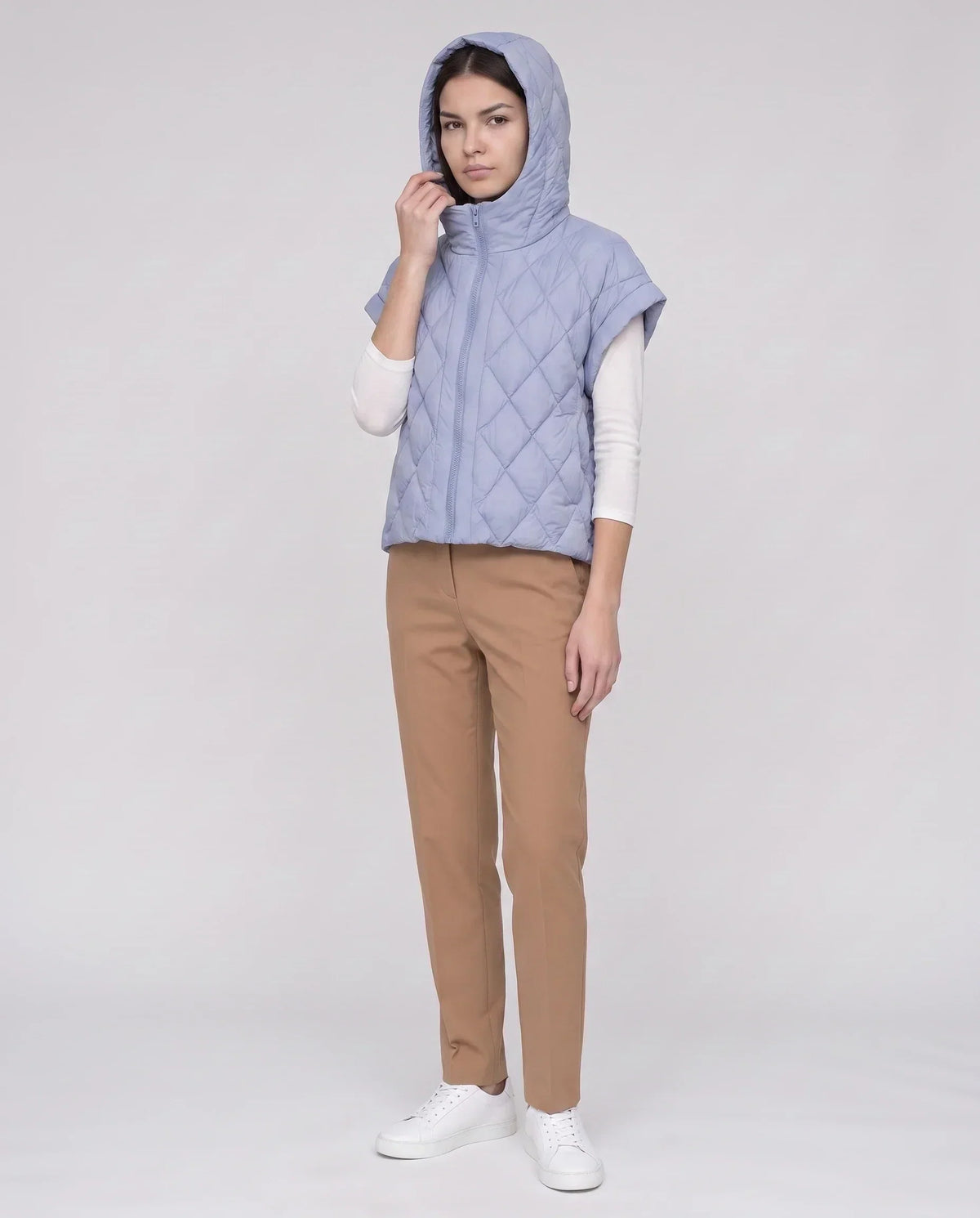 Short Quilted Hooded Puffer Gilet