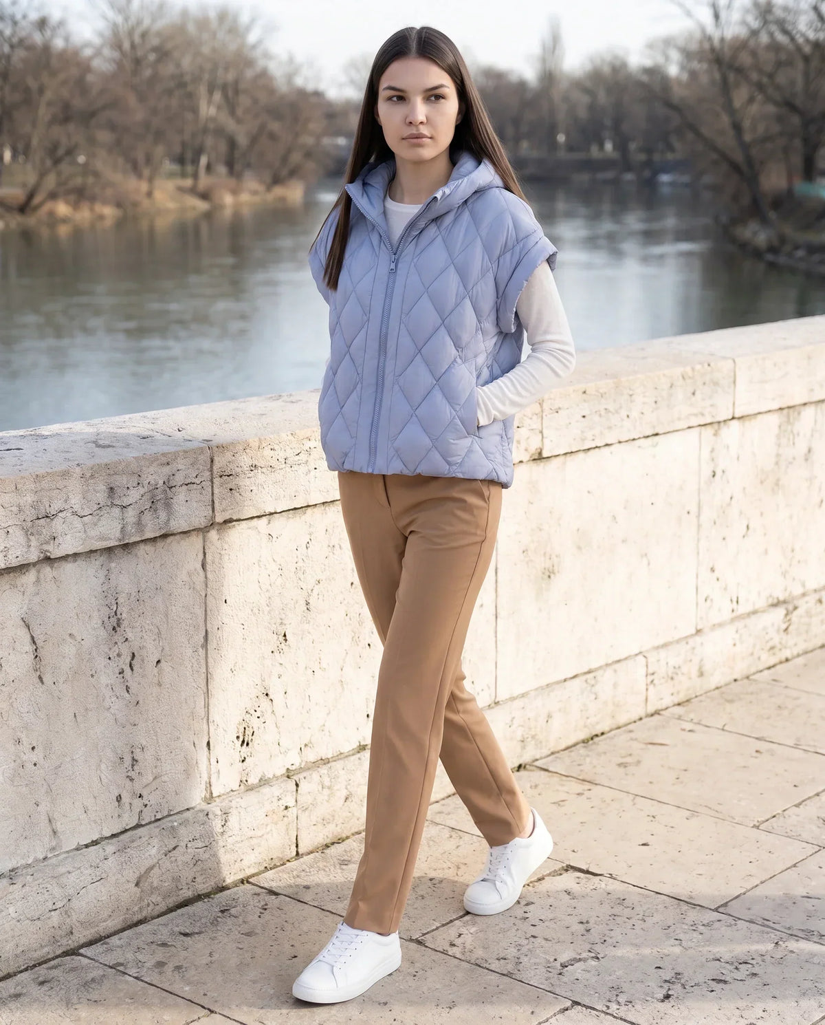 Short Quilted Hooded Puffer Gilet