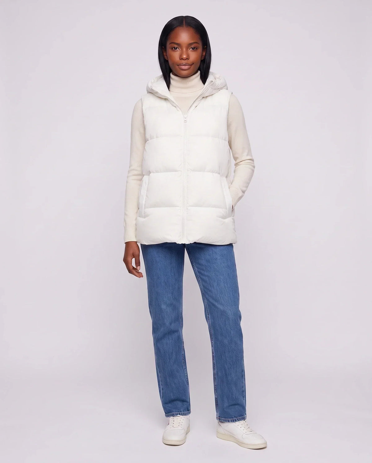 Thick Quilted Hooded Puffer Gilet with Zip