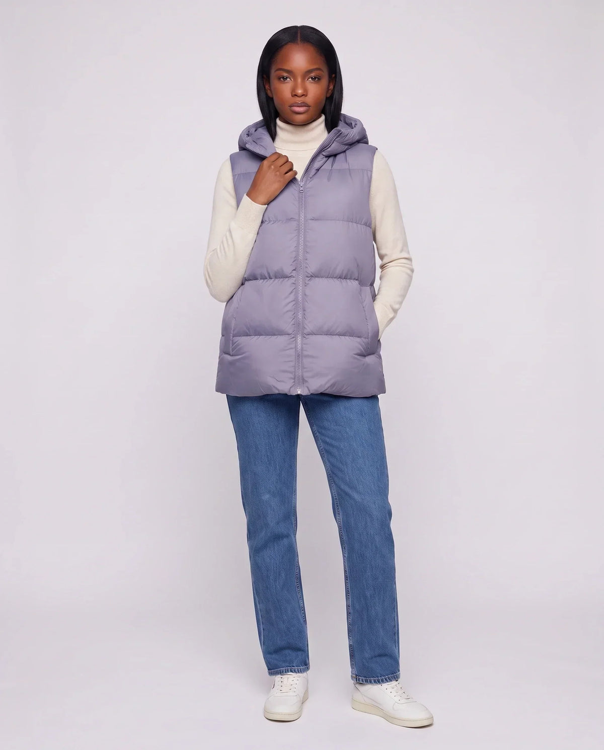 Thick Quilted Hooded Puffer Gilet with Zip