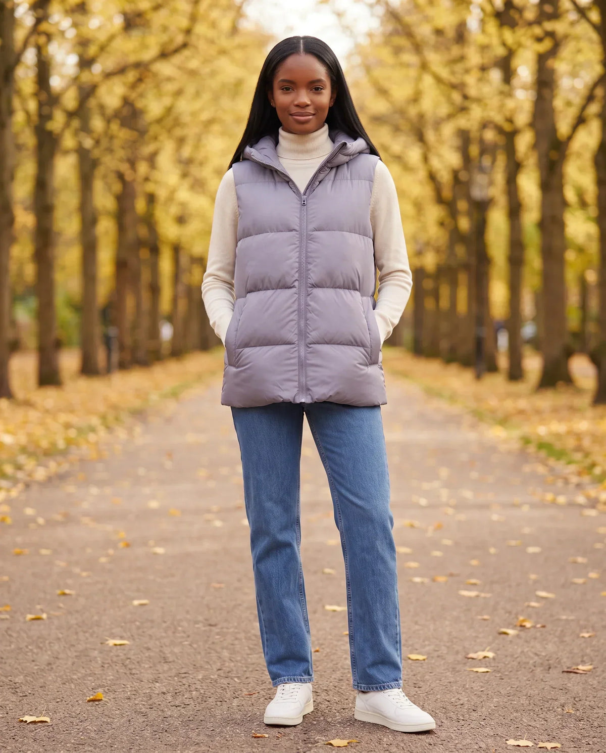 Thick Quilted Hooded Puffer Gilet with Zip