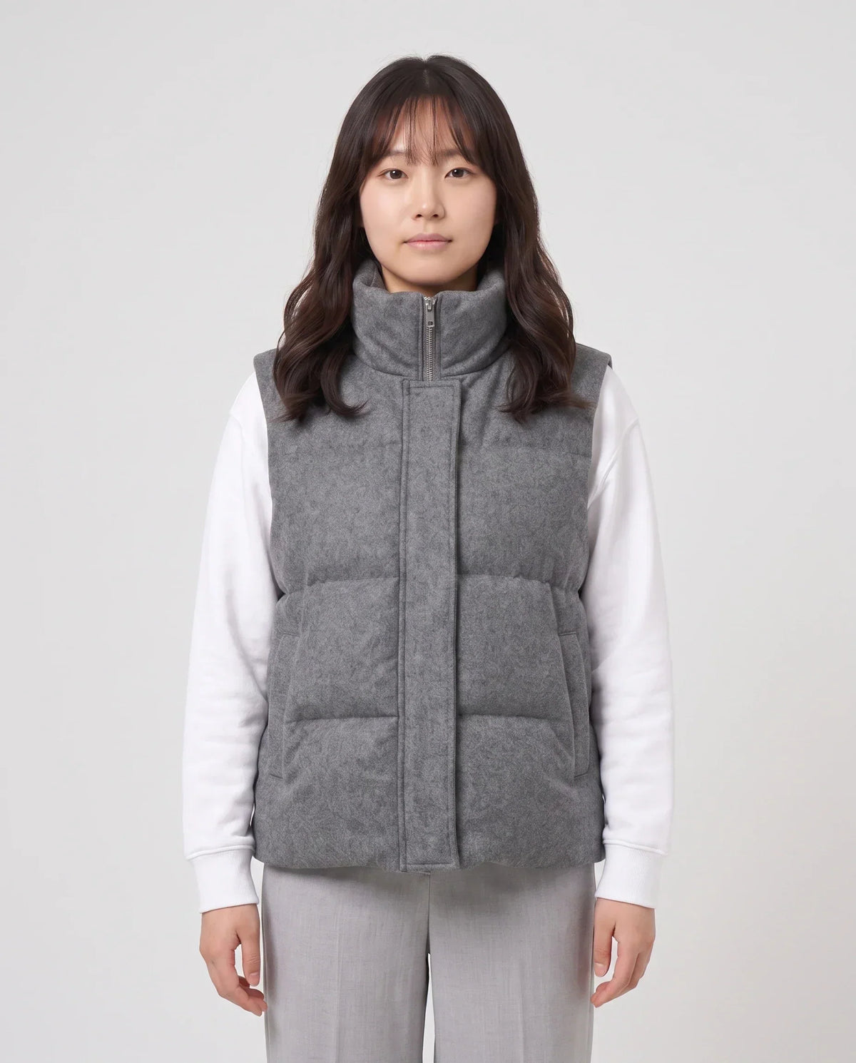 Marl Wool-Look Quilted Puffer Gilet