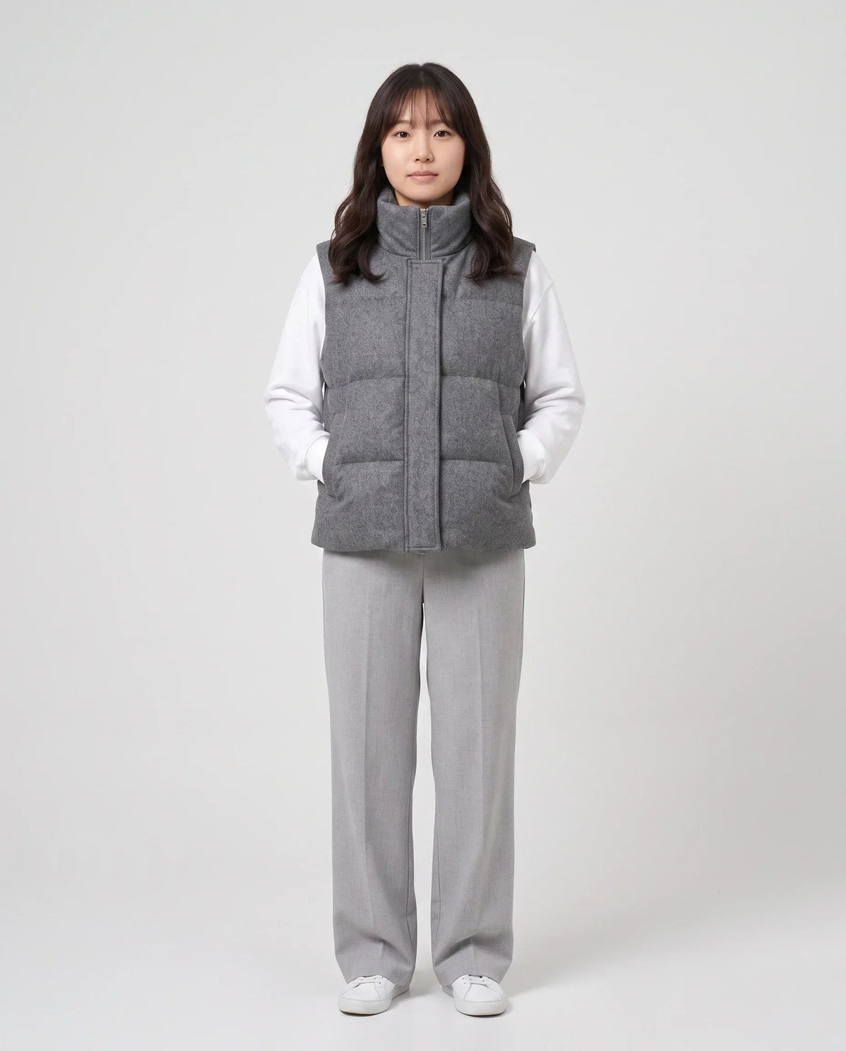 Marl Wool-Look Quilted Puffer Gilet