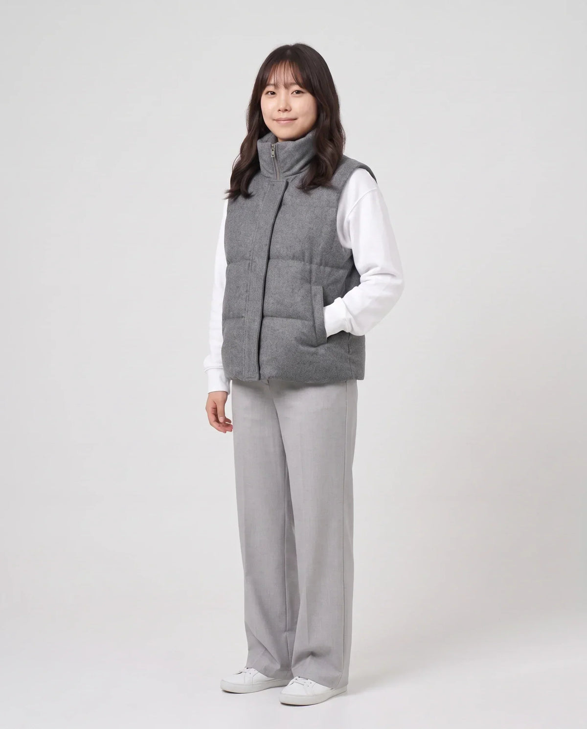 Marl Wool-Look Quilted Puffer Gilet