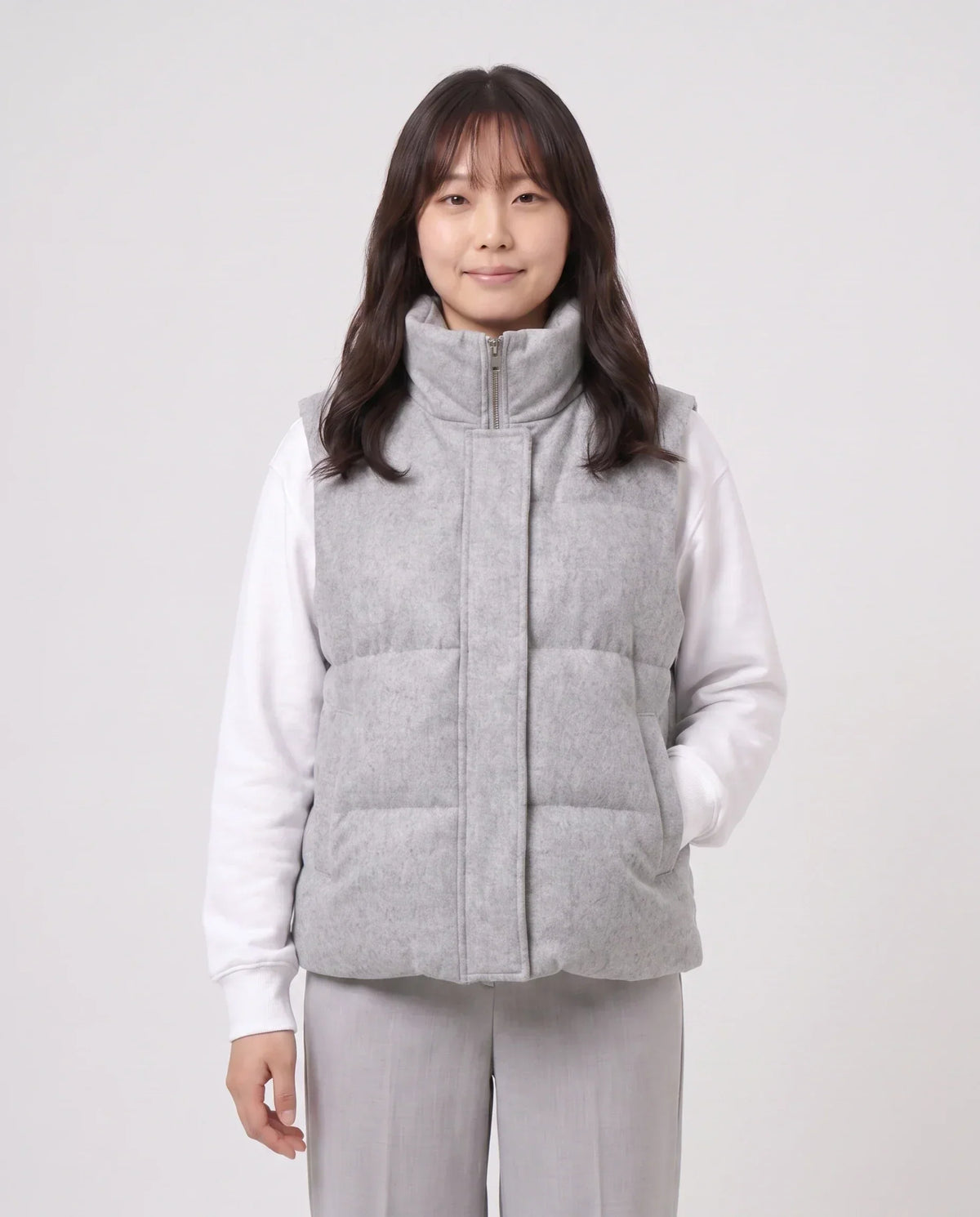 Marl Wool-Look Quilted Puffer Gilet
