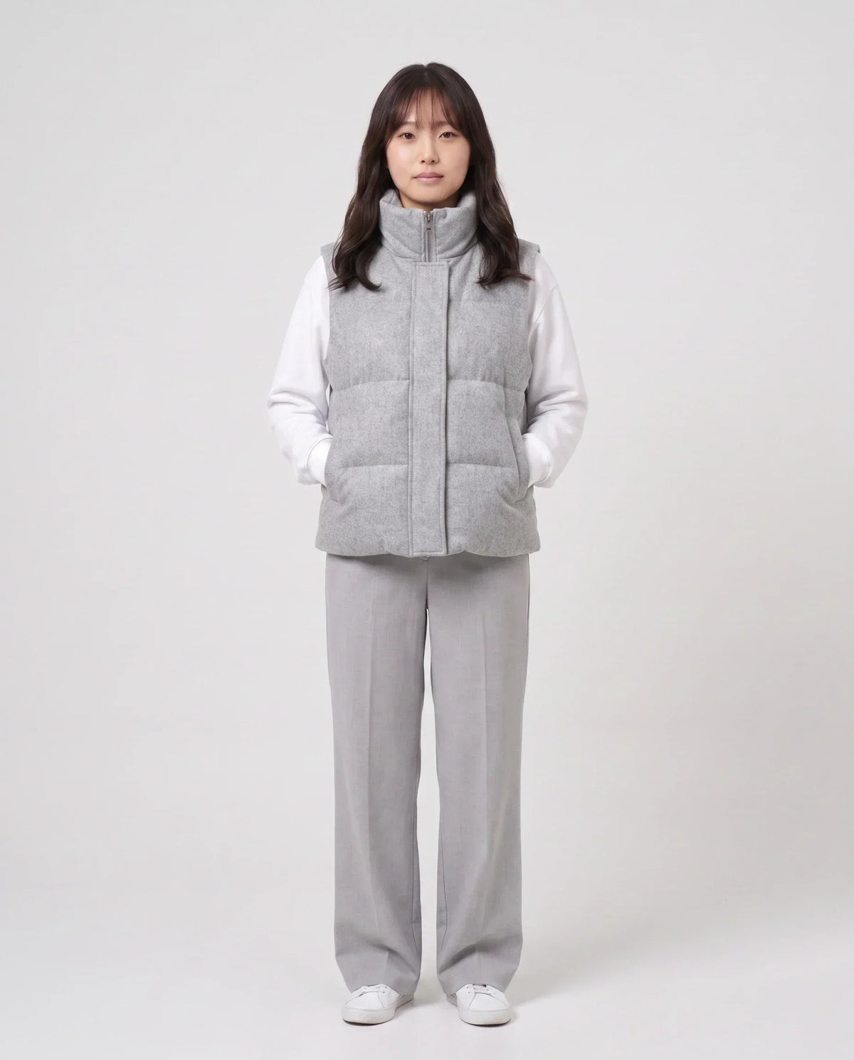 Marl Wool-Look Quilted Puffer Gilet