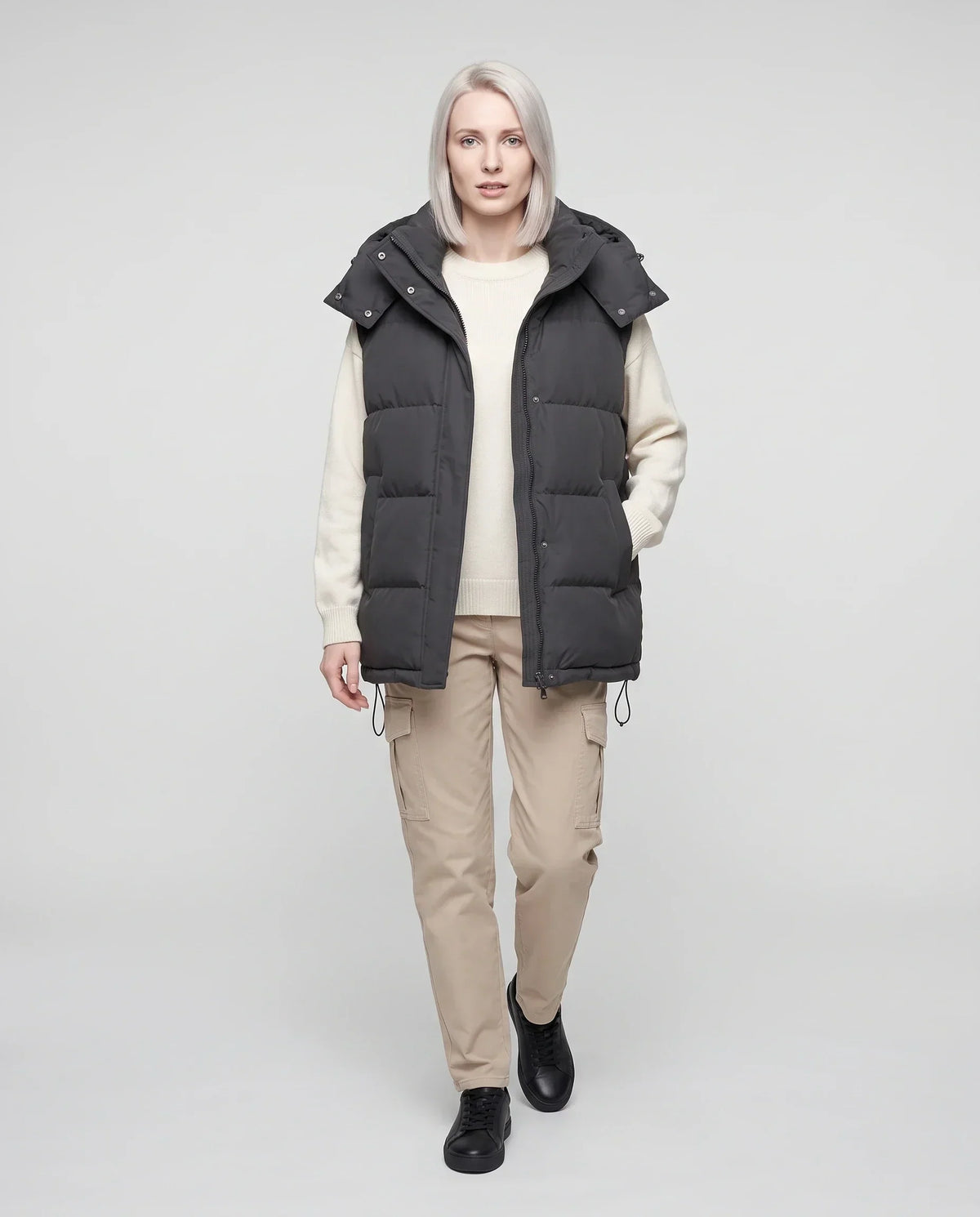 Oversized Puffer Gilet with Detachable Hood