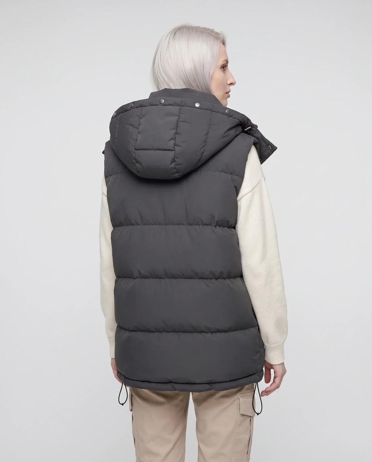 Oversized Puffer Gilet with Detachable Hood