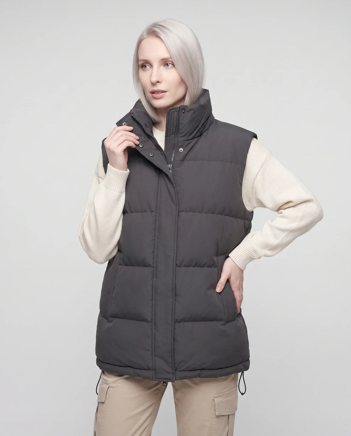 Oversized Puffer Gilet with Detachable Hood