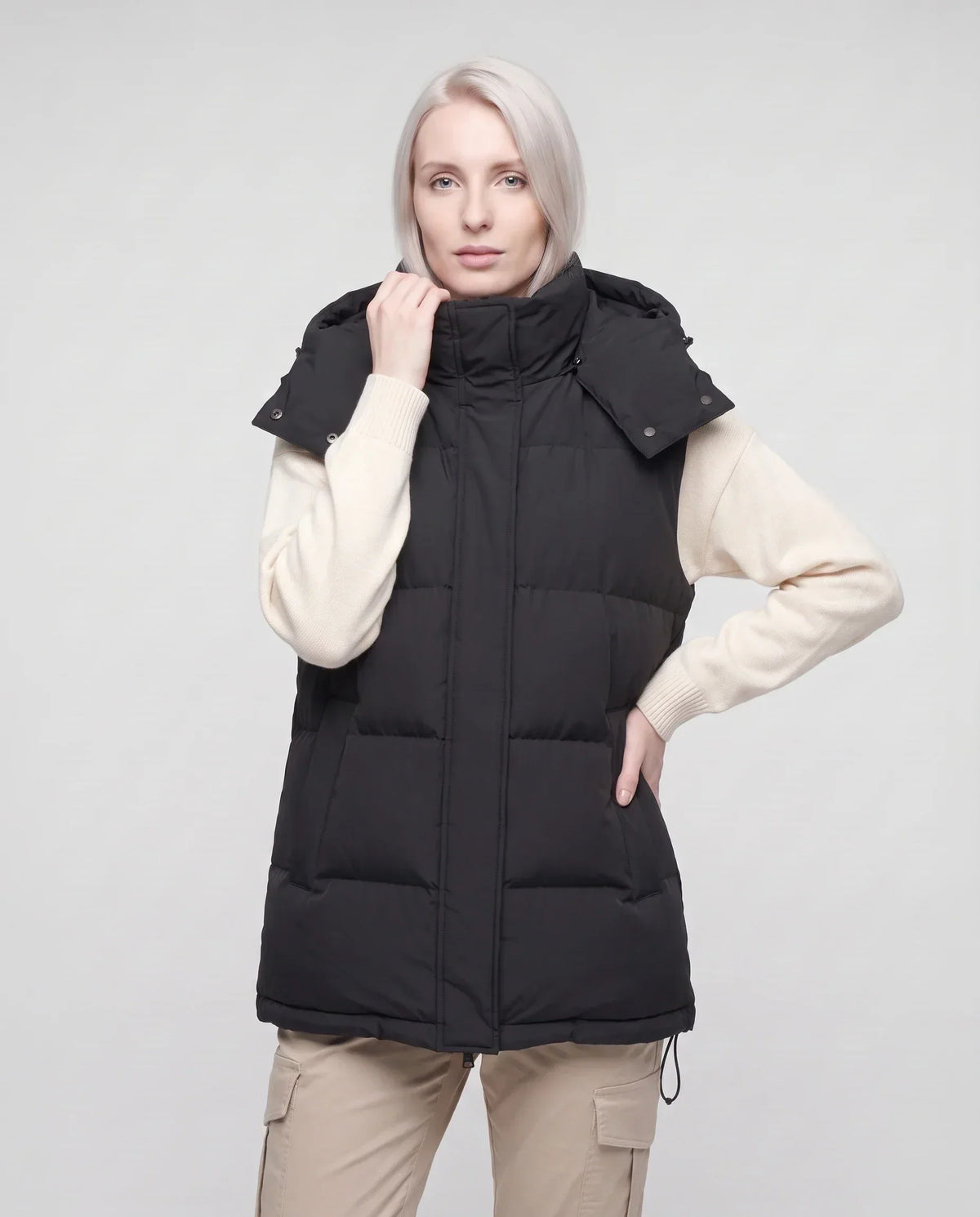 Oversized Puffer Gilet with Detachable Hood