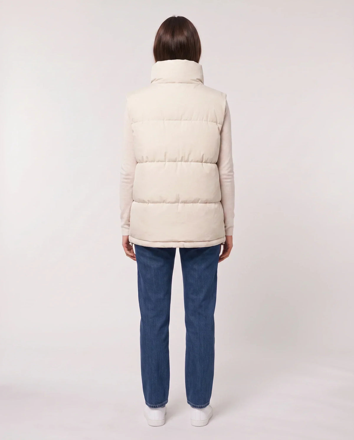 Oversized Quilted Puffer Gilet with High Funnel Collar