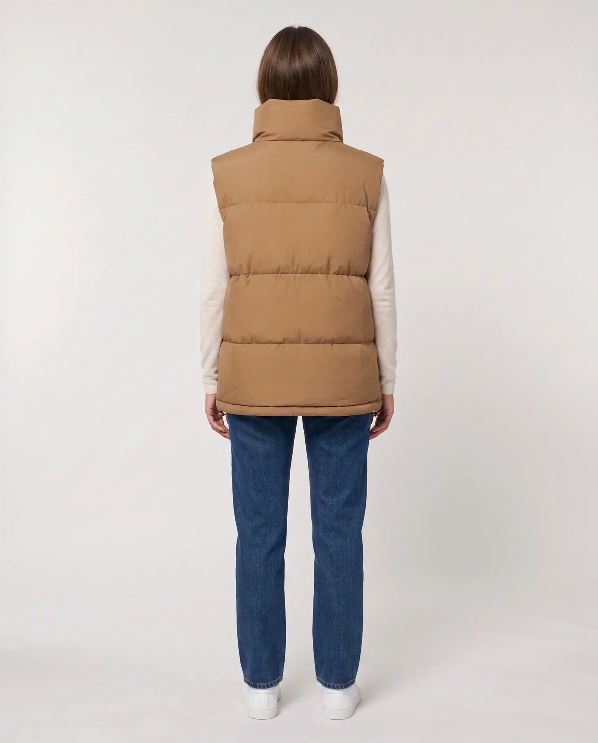 Oversized Quilted Puffer Gilet with High Funnel Collar