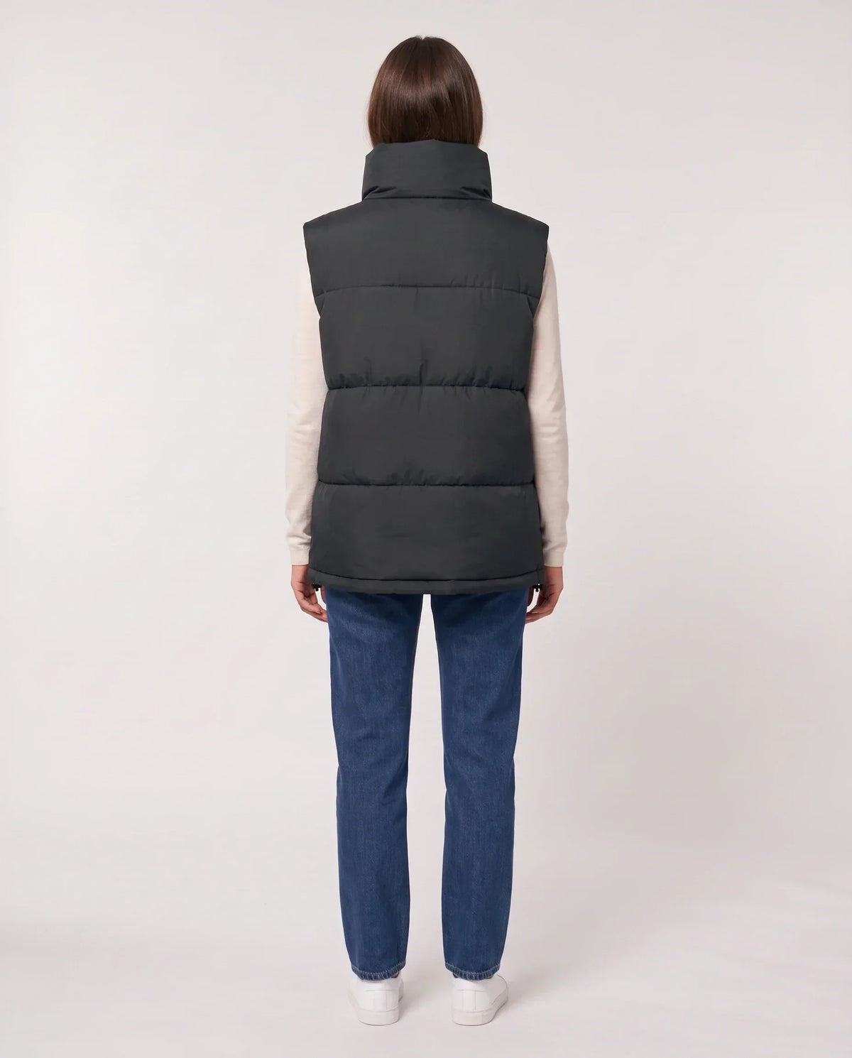 Oversized Quilted Puffer Gilet with High Funnel Collar