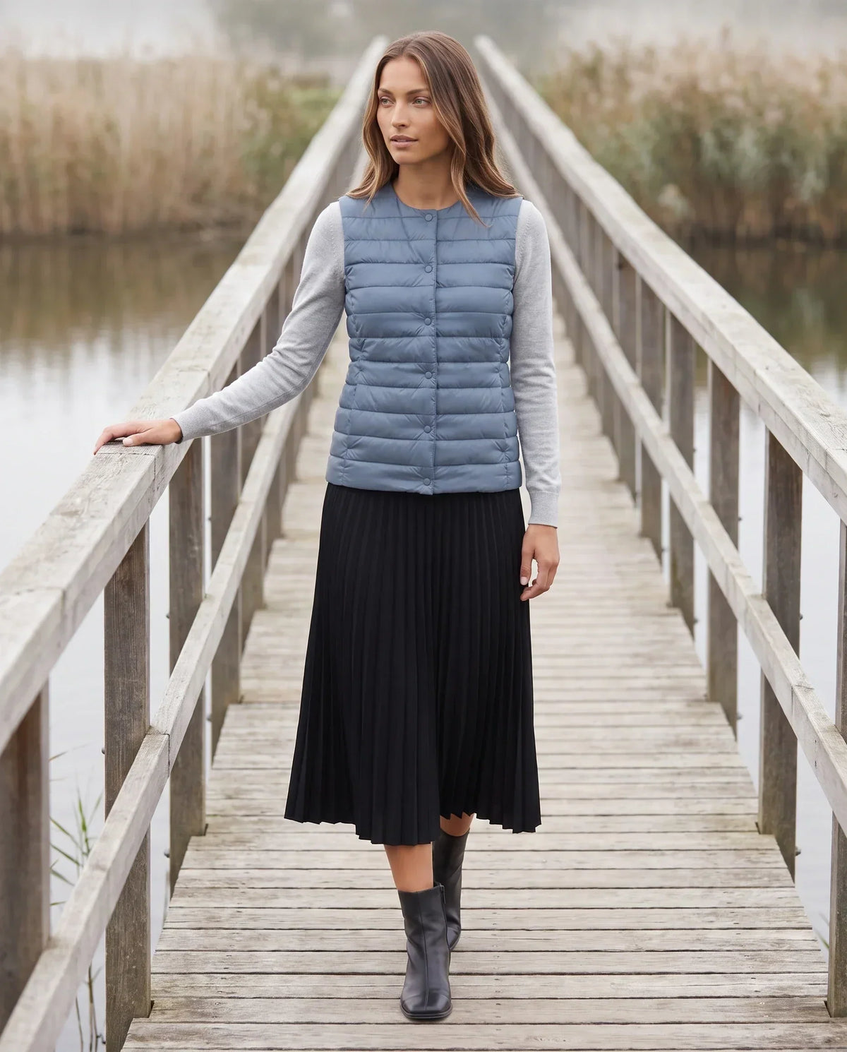 Lightweight Puffer Gilet with Convertible Collar