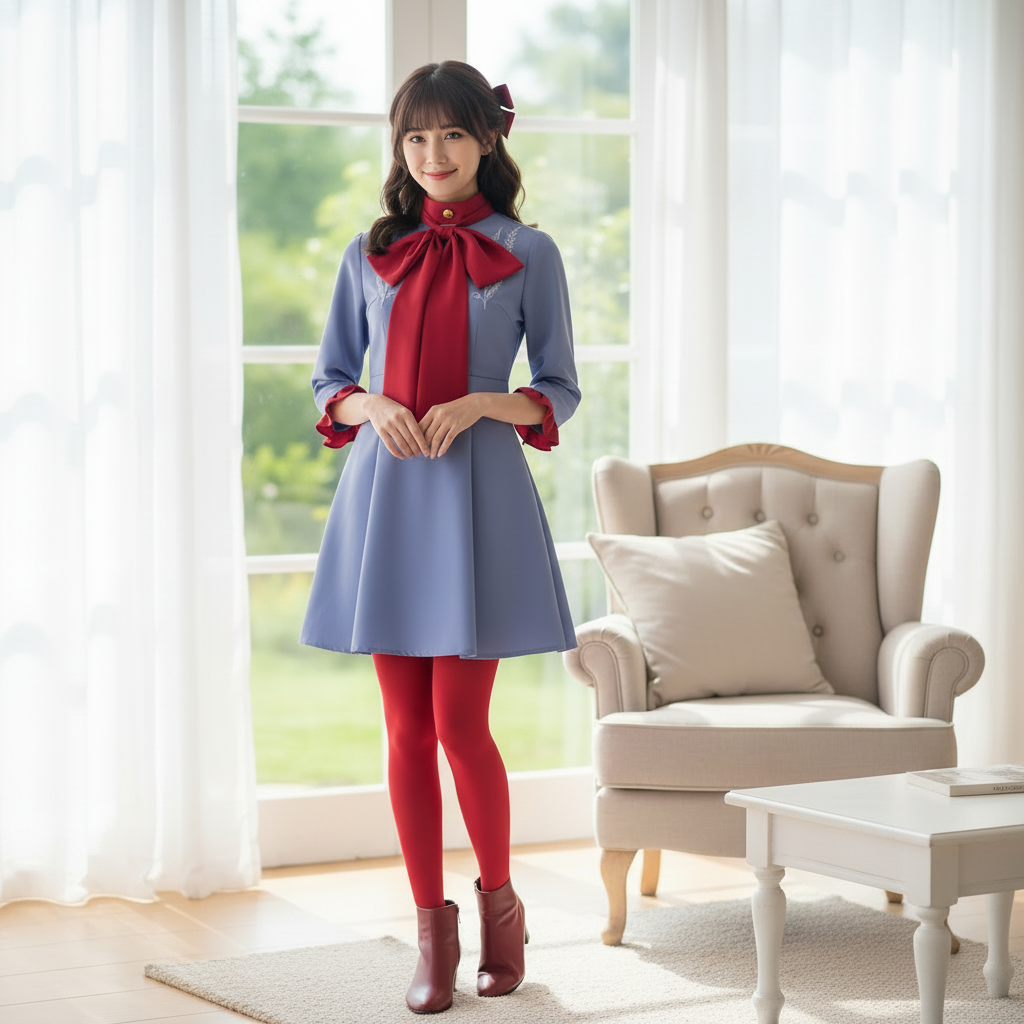Girls' Halloween Anime Cosplay Costume Dress with Bow Tie and Red Collar for Police Officer Party