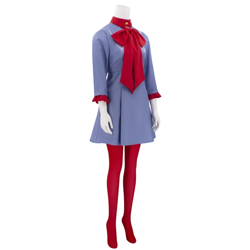 Girls' Halloween Anime Cosplay Costume Dress with Bow Tie and Red Collar for Police Officer Party