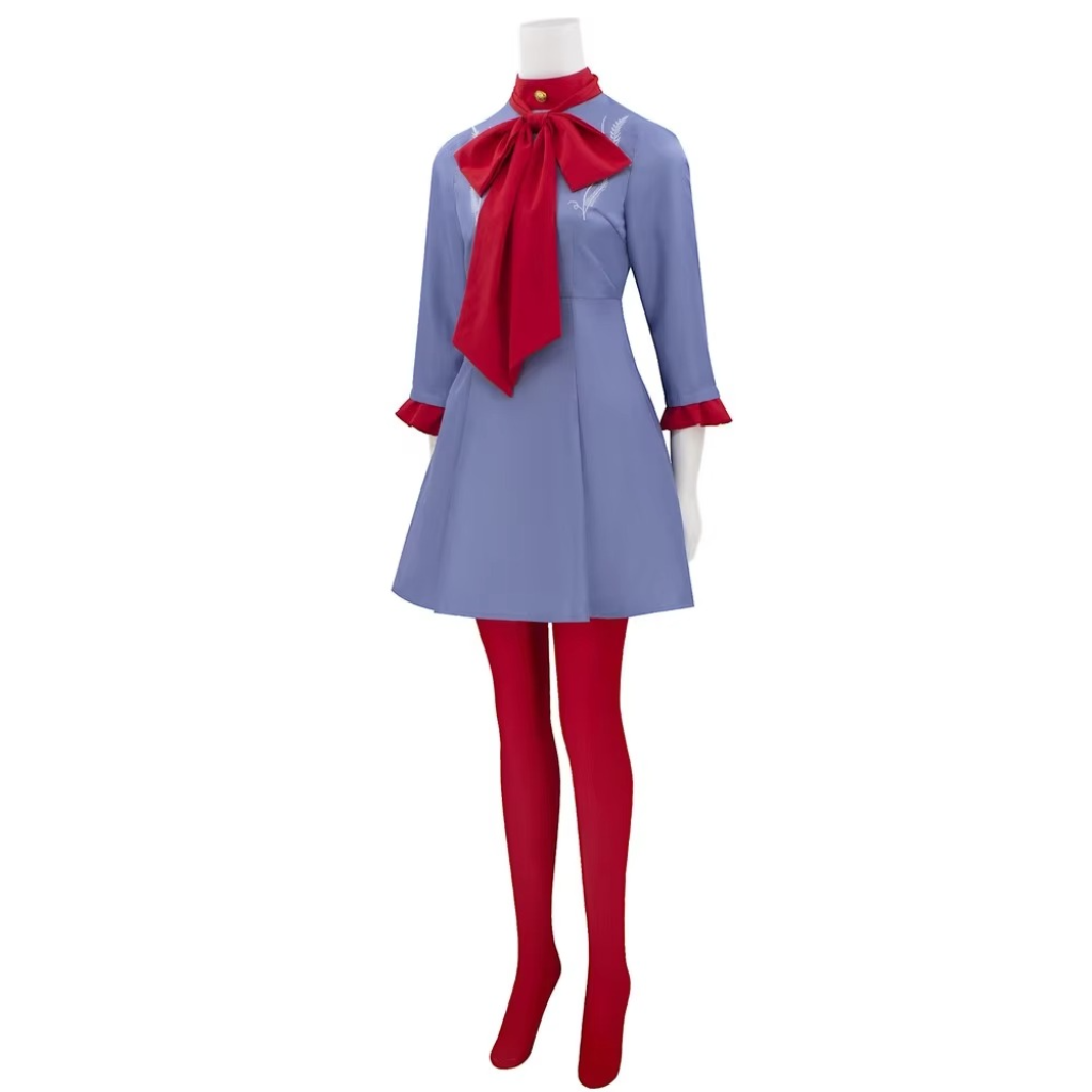 Girls' Halloween Anime Cosplay Costume Dress with Bow Tie and Red Collar for Police Officer Party